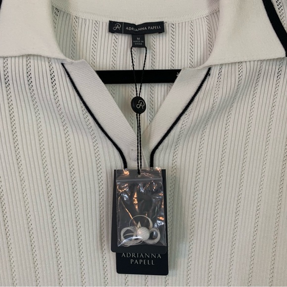 NWT Adrianna Papell Textured Knit Polo Top, Size M - Picture 4 of 10